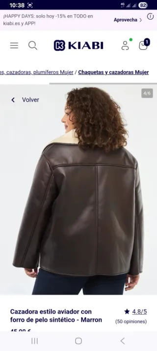 Cazadora Aviador Marrón Talla 3XL