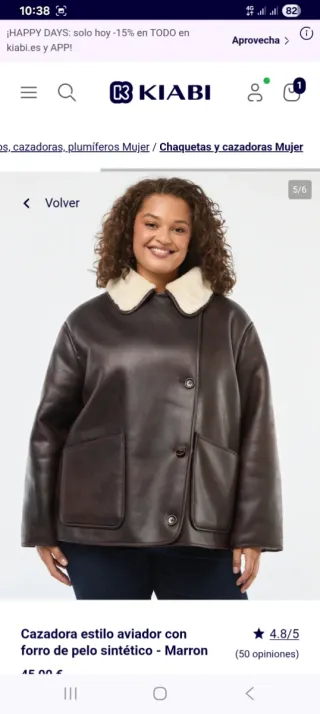 Cazadora Aviador Marrón Talla 3XL