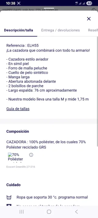 Cazadora Aviador Marrón Talla 3XL