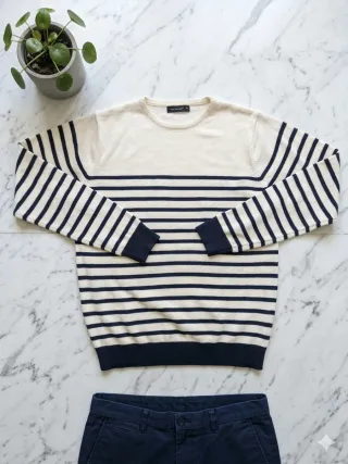 Jersey lana blanco rayas negras Cedar Wood State M