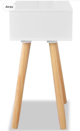 Coppia di Comodini Bianchi con Gambe in Legno