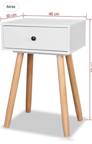 Coppia di Comodini Bianchi con Gambe in Legno