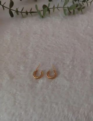 Pendientes Aro Trenzado Baño Oro 18k
