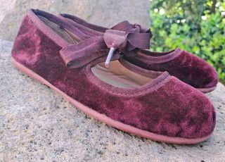 Mocasin terciopelo burdeos lazo