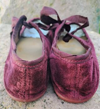 Mocasin terciopelo burdeos lazo