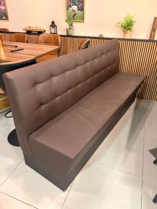 Banco de restaurante polipiel marrón oscuro 9 uds