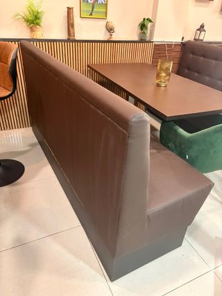 Banco de restaurante polipiel marrón oscuro 9 uds