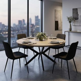 Tavolo Rotondo Allungabile 120/160Cm Gambe Metallo