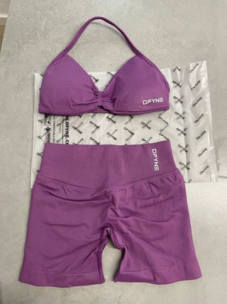 Conjunto DFYNE Top y Shorts Morado Talla S