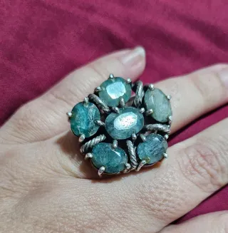 Anillo Plata 925 Esmeraldas Naturales