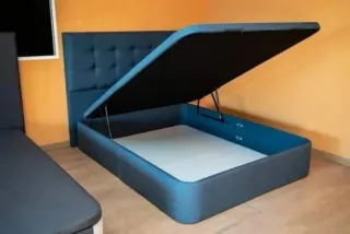 Canape abatible, somier, base tapizada y colchones