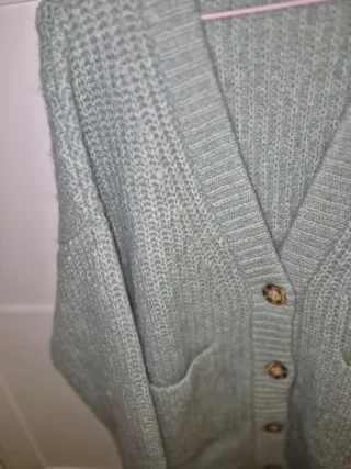 Cardigan largo punto Zara verde claro