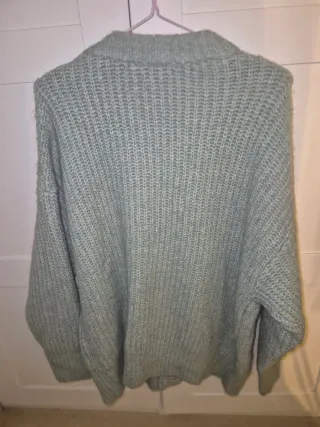 Cardigan largo punto Zara verde claro