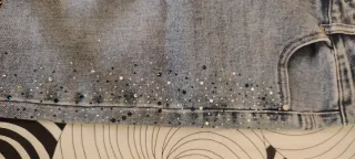 Pantalón vaquero mujer acampanado con pedrería