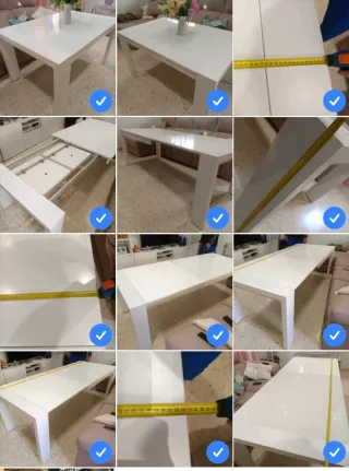 Mesa extensible comedor cristal y madera.