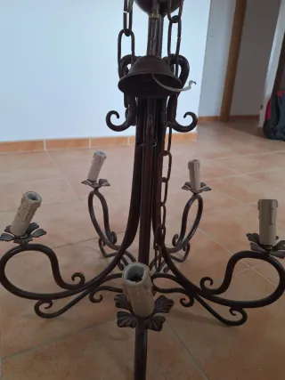 Lámpara de forja rústica 5 brazos