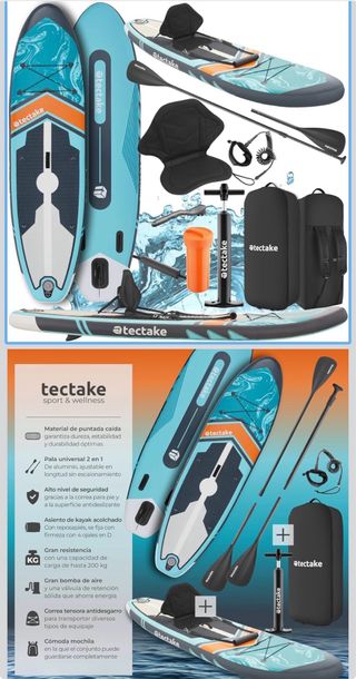 Tabla Paddle Surf Tectake 200kg + Accesorios