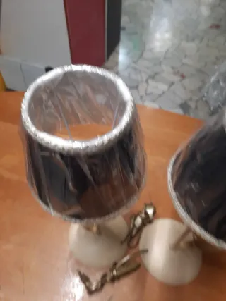 Coppia lumi paralumi neri e oro