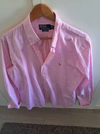 Camisa Polo Ralph Lauren Custom Fit Rayas Rosas Ta