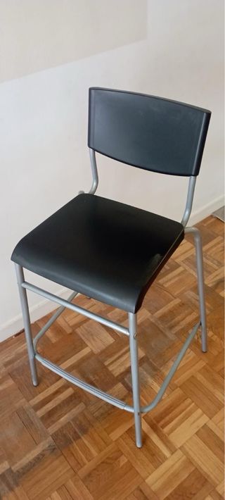 Sillas Altas Cocina Negras y Plateadas