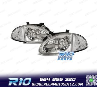 FAROS + INTERMITENTE HONDA CRX DEL SOL 92-97 FONDO CROMO