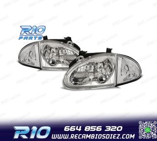 FAROS + INTERMITENTE HONDA CRX DEL SOL 92-97 FONDO CROMO