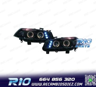 FAROS RENAULT MEGANE 02-05 OJOS ANGEL + LED FONDO NEGRO