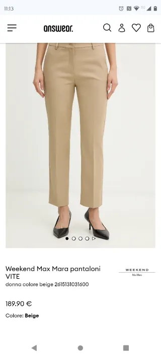 Pantaloni donna a sigaretta beige