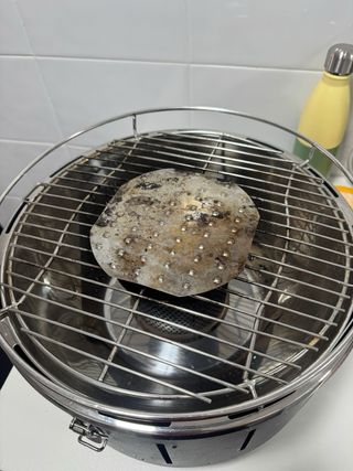 Barbacoa sin humo negra y plateada