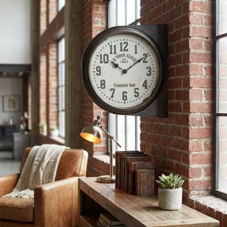 Orologio Parete Bifacciale Stazione Vintage Ferro
