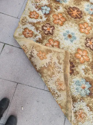 Alfombra Lana Pelo Largo 203x140cm vintage
