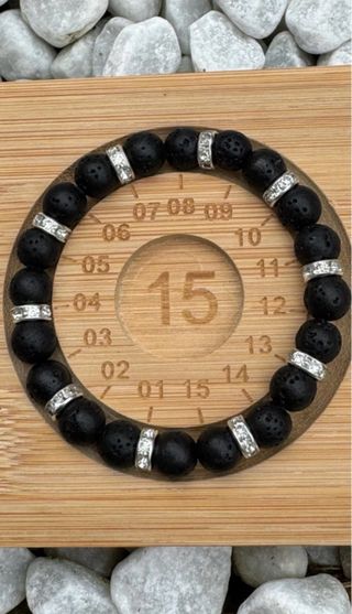Set 4 bracciali Diaspro grigio, Onice e strass