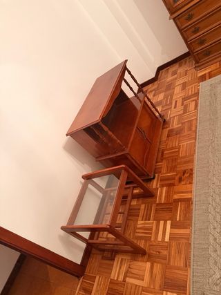 Mesa auxiliar madera y cristal