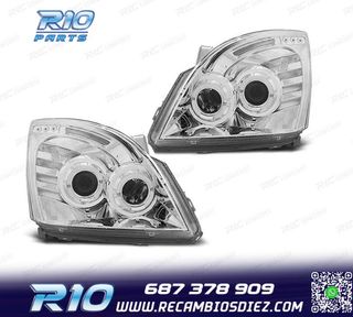 FAROS TOYOTA LAND CRUISER FJ120 03-08 OJOS ANGEL FONDO CROMO