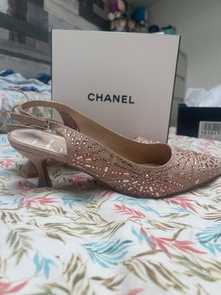 Sandalias Tacon Bajo Doradas Rosadas