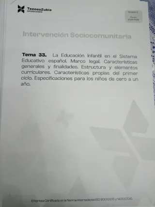 Temario de oposiciones (Educación infantil)