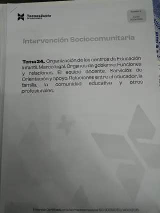 Temario de oposiciones (Educación infantil)