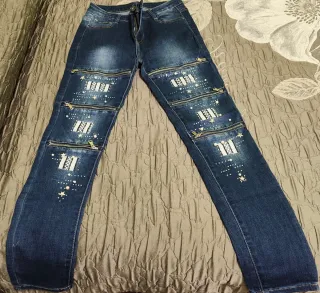 Pantalones vaqueros mujer con cremalleras