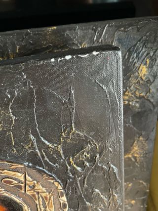 Tríptico Cuadros Abstractos Negro/Dorado