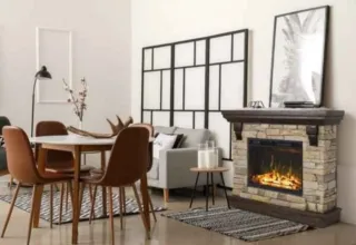 Camino elettrico effetto pietra