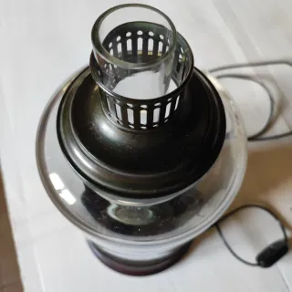 Lámpara de mesa cristal y madera