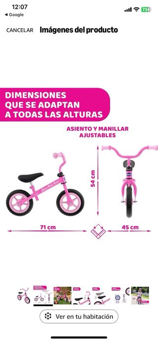 Bicicleta sin pedales Chicco, nueva a estrenar
