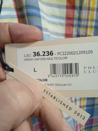 Camisa Polo Club Cuadros Talla L