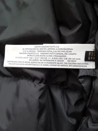 Parka Massimo Dutti XXL Negra con Capucha