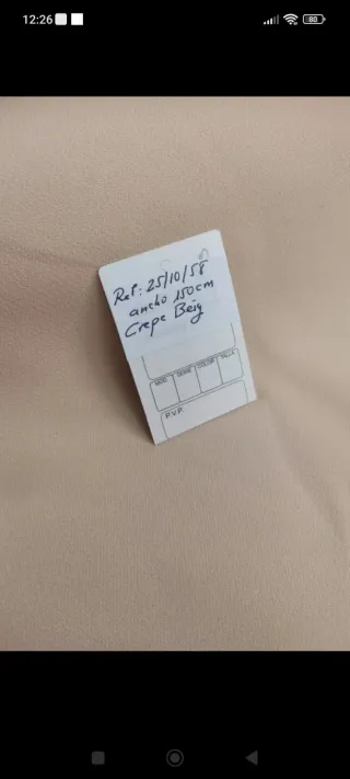 Tela Crepe Beige Ancho 150cm