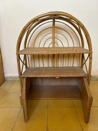 Estantería vintage bambú y mimbre