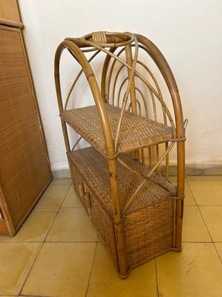Estantería vintage bambú y mimbre