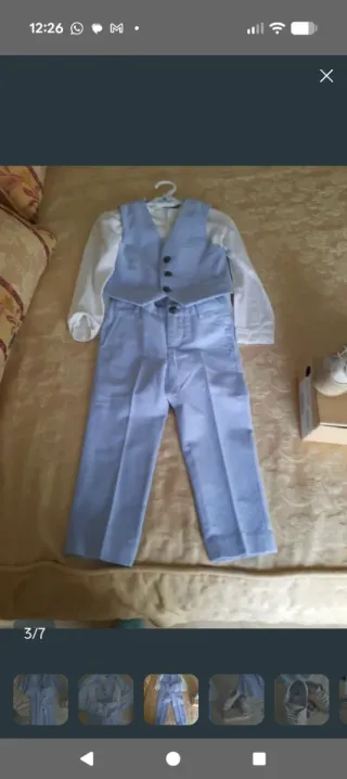 Traje 3 piezas celeste 2/3 años