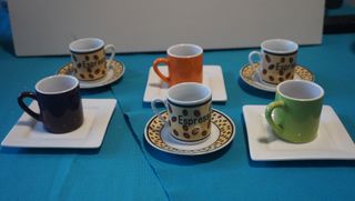 Lote 5 Tazas Cerámica Variadas y juegos café leer