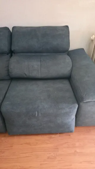 Sofá 3 plazas gris/verde tela